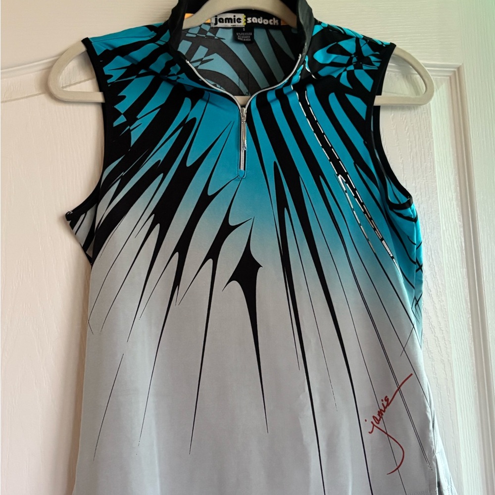 Jamie Sadock Blue and Black Sleeveless Top